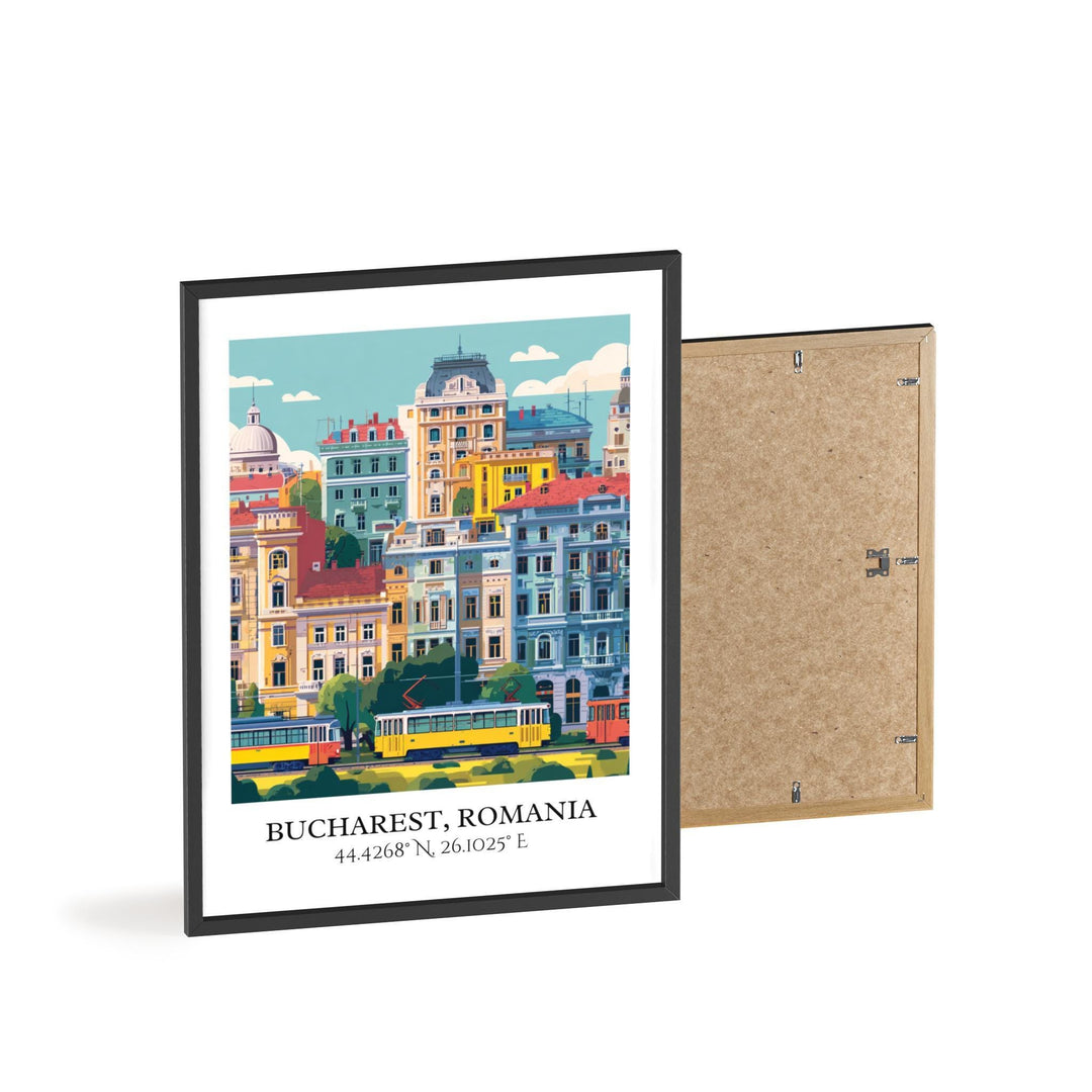 Bucharest Art, Bucharest Retro Travel Art, Bucharest Romania Home Decor, Romania Gift, Romania Travel Art, Travel Prints, Housewarming Gift