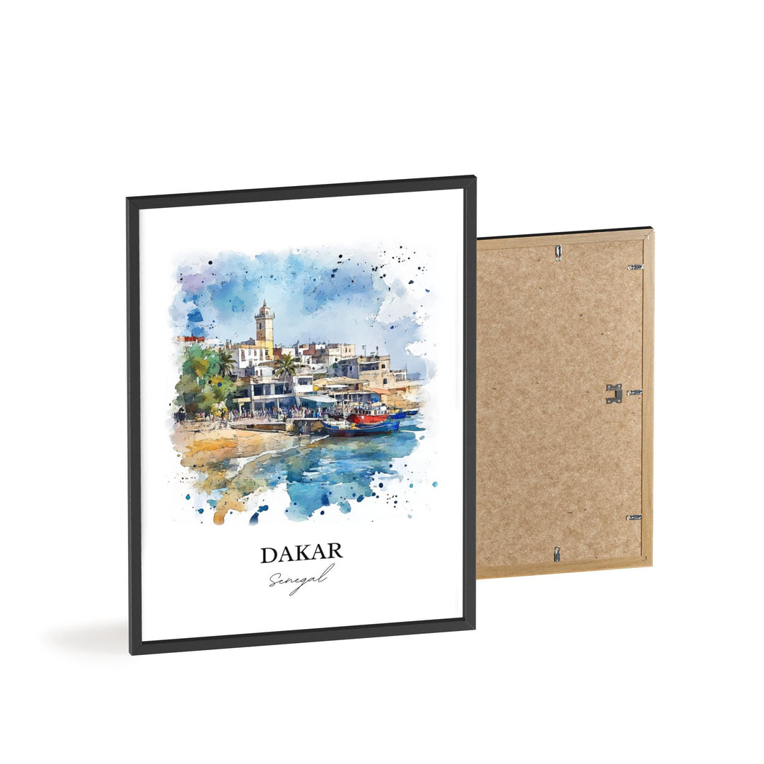 Dakar Wall Art, Senegal Print, Senegal Watercolor Art, Dakar Senegal Gift, Travel Print, Travel Poster, Housewarming Gift