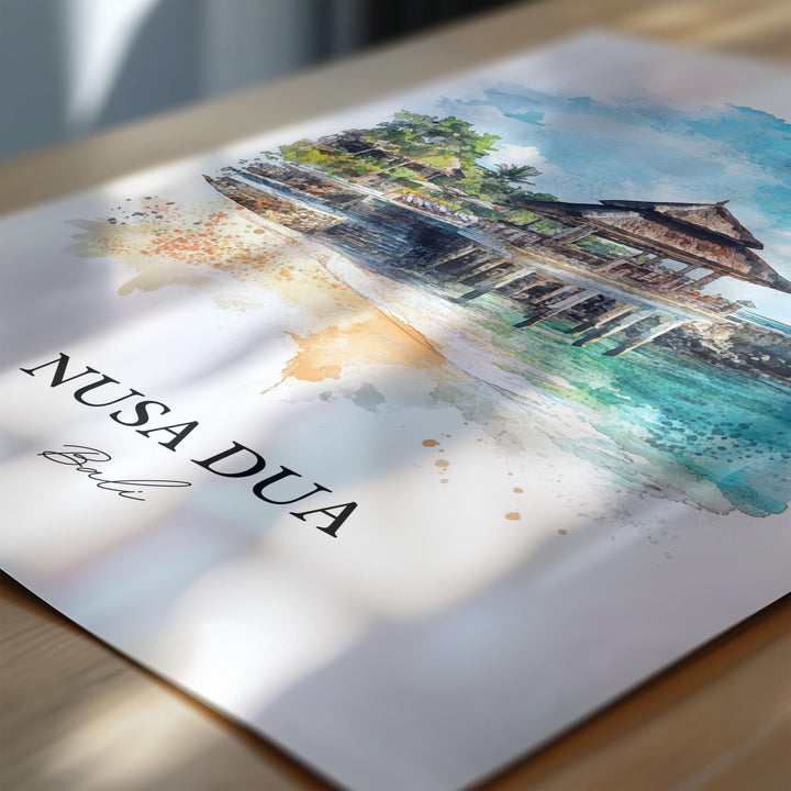 Nusa Dua Wall Art, Bali Beach Print, Bali Watercolor Art, Nusa Dua Bali Gift, Travel Print, Travel Poster, Housewarming Gift