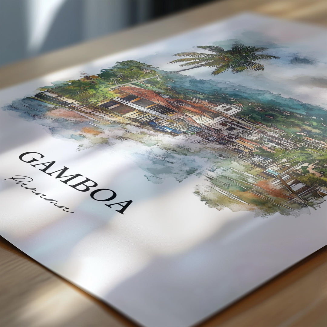Gamboa Wall Art, Panama Print, Panama Watercolor Art, Gamboa Panama Gift, Travel Print, Travel Poster, Housewarming Gift