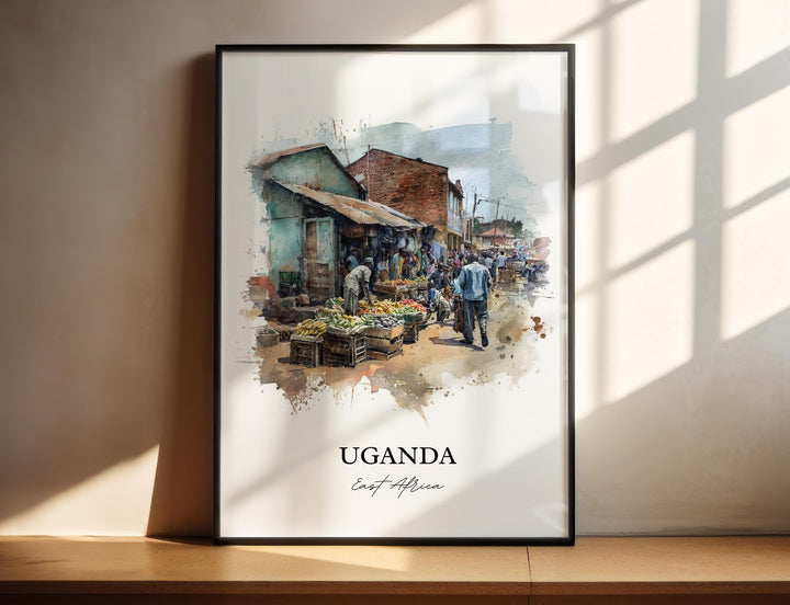 Uganda Wall Art, Uganda Print, Uganda Watercolor Art, Uganda Africa Gift, Travel Print, Travel Poster, Housewarming Gift