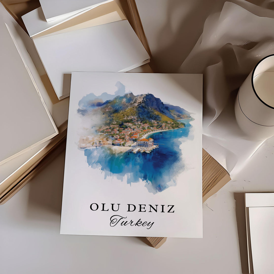 Olu Deniz Turkey wall art - Turkey, Olu Deniz poster, Ölüdeniz Wedding gift, Birthday present, Custom Text, Personalised Gift