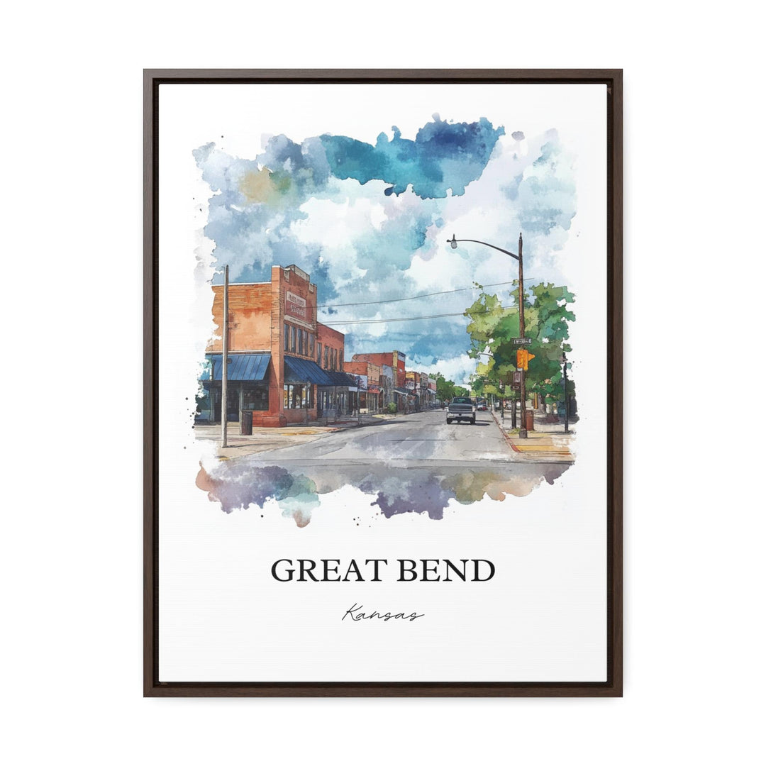 Great Bend KS Wall Art, Barton County Print, Kansas Watercolor Art, Great Bend Kansas Gift, Travel Print, Travel Poster, Housewarming Gift