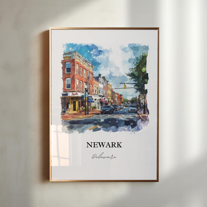 Newark Delaware Wall Art, Udel Print, Newark DE Watercolor Art, Delaware Gift, Travel Print, Travel Poster, Housewarming Gift