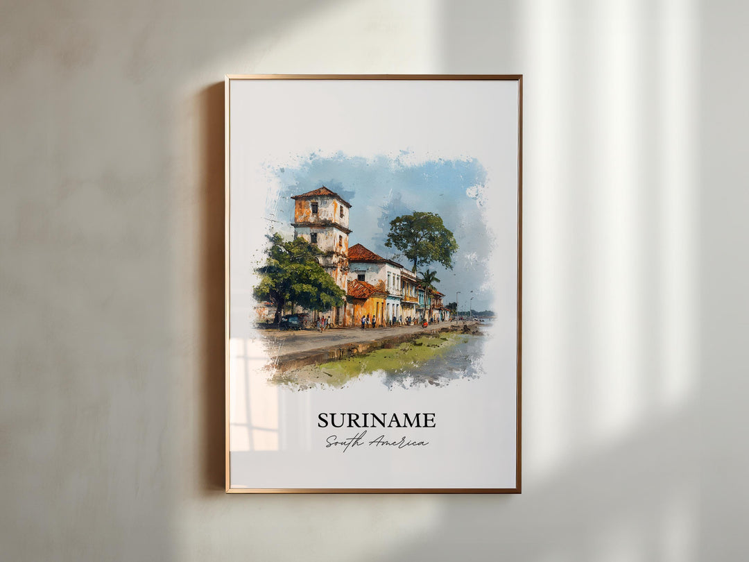 Suriname Wall Art, Suriname Print, Suriname Watercolor Art, Suriname Country Gift, Travel Print, Travel Poster, Housewarming Gift