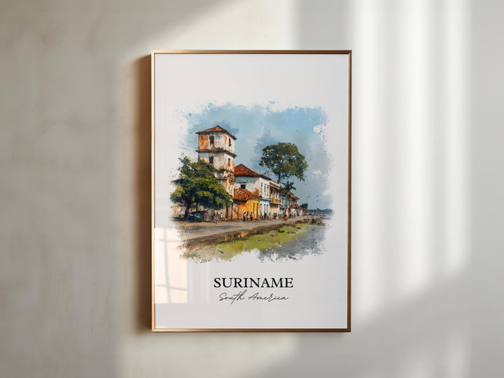 Suriname Wall Art, Suriname Print, Suriname Watercolor Art, Suriname Country Gift, Travel Print, Travel Poster, Housewarming Gift
