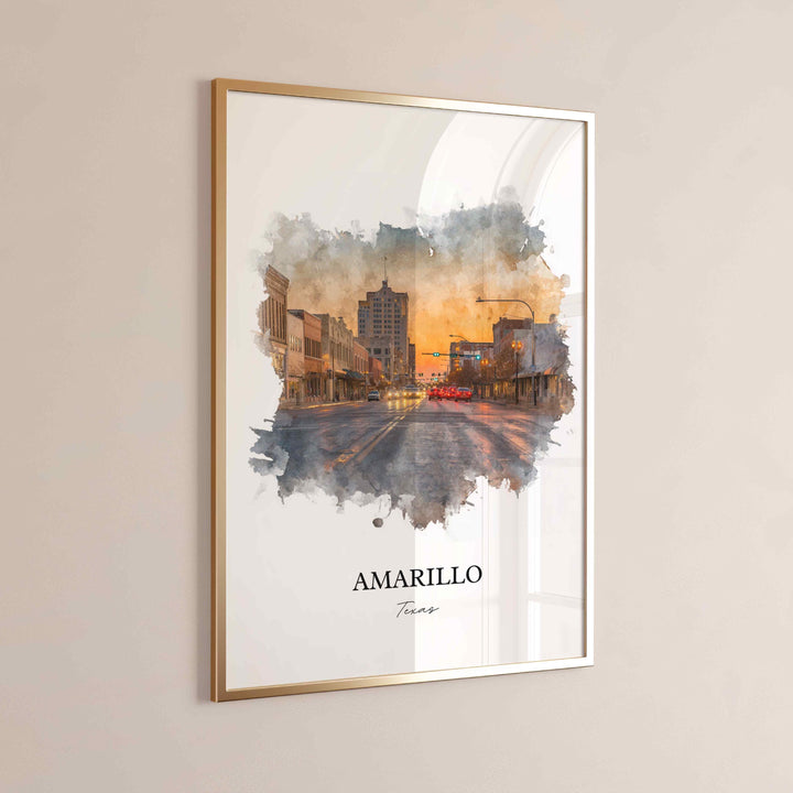 Amarillo, Texas – Watercolor Art Print