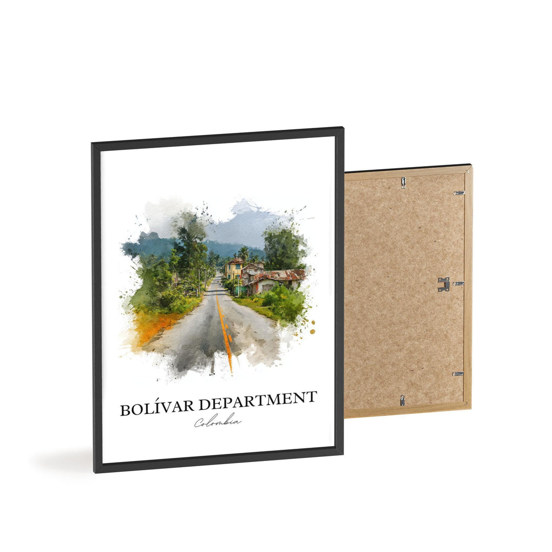 Bolívar Colombia Art, Bolívar Department Print, Colombia Watercolor Art, Colombia Gift, Colombia Print, Travel Poster, Housewarming Gift