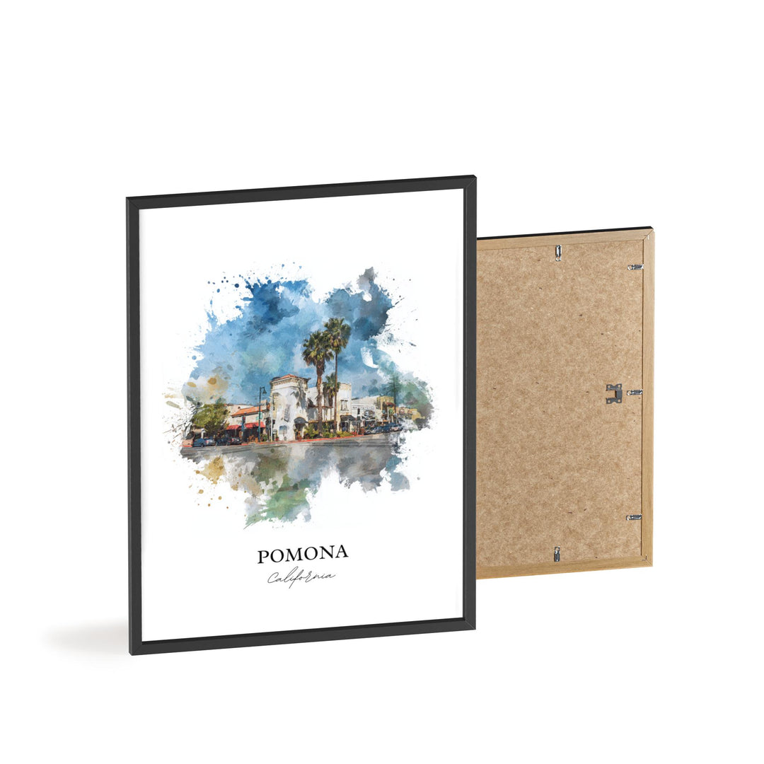 Pomona, California Wall Art, Pomona Print, Pomona Watercolor Art, San Gabriel Valley Gift, Travel Print, Travel Poster, Housewarming Gift