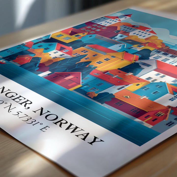 Stavanger Art, Stavanger Retro Travel Art, Norway Home Decor, Norway Gift, Norway Travel Art, Travel Prints, Housewarming Gift