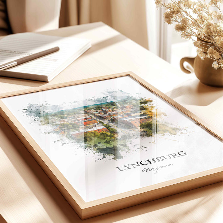Lynchburg, Virginia, USA – Watercolor Art Print Blue Ridge Mountains