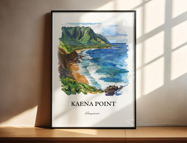 Kaena Point HI Wall Art, Oahu Print, Honolulu Watercolor Art, Kaena Point Gift, Travel Print, Travel Poster, Housewarming Gift