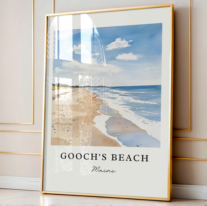 Goochs Beach Wall Art, Goochs Beach Print, Kennebunk Watercolor Art, Kennebunk ME Gift,