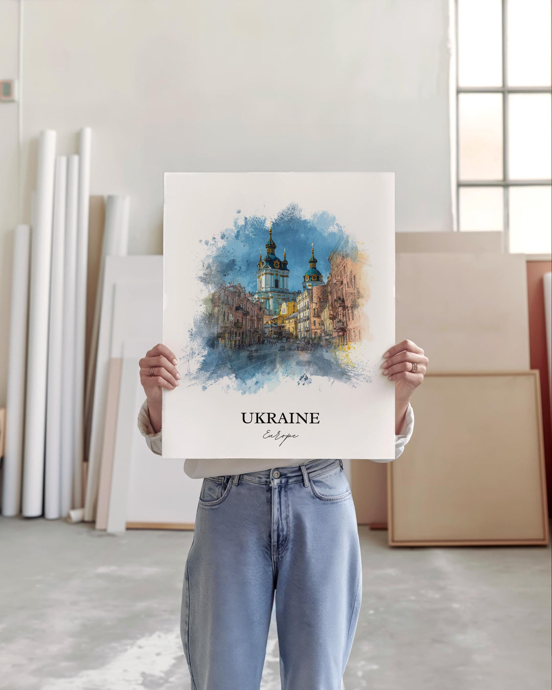 Ukraine Wall Art, Ukraine Print, Kyiv Watercolor Art, Ukraine Country Gift, Travel Print, Travel Poster, Housewarming Gift