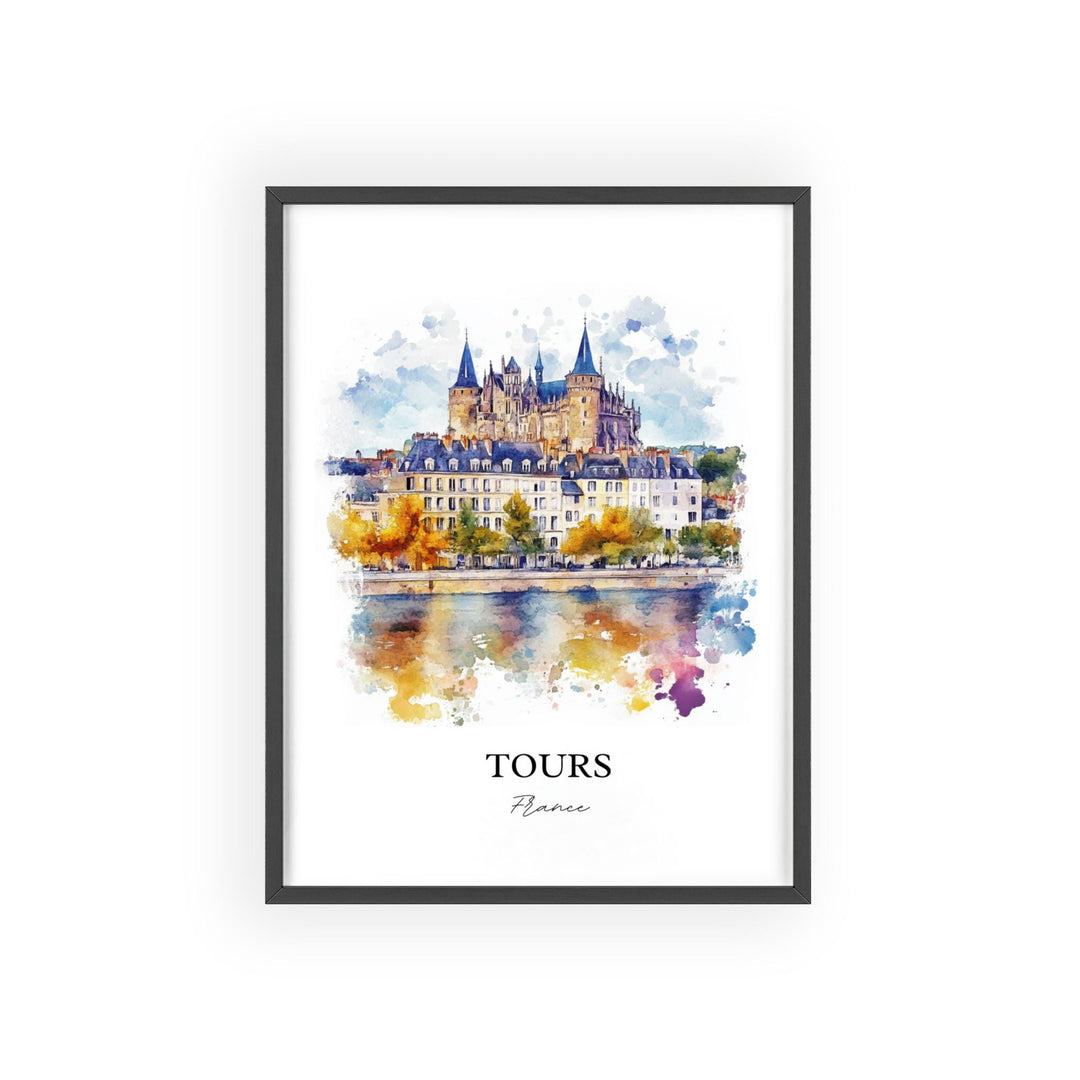 Tours France Wall Art, Indre-et-Loire Print, France Watercolor Art, Tours France Gift, Travel Print, Travel Poster, Housewarming Gift