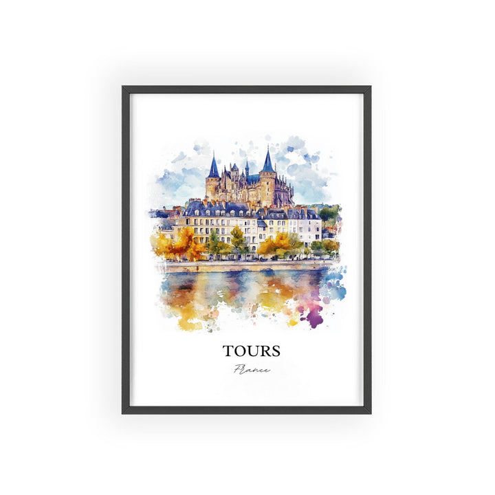 Tours France Wall Art, Indre-et-Loire Print, France Watercolor Art, Tours France Gift, Travel Print, Travel Poster, Housewarming Gift