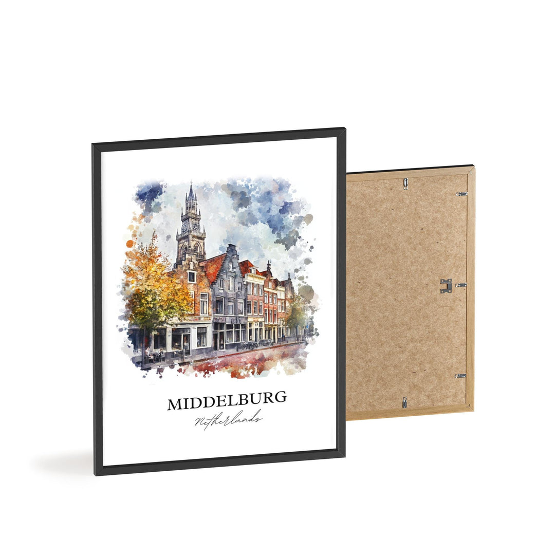 Middelburg Netherlands Art, Zeeland Print, Netherlands Watercolor, Middelburg NLD Gift, Travel Print, Travel Poster, Housewarming Gift
