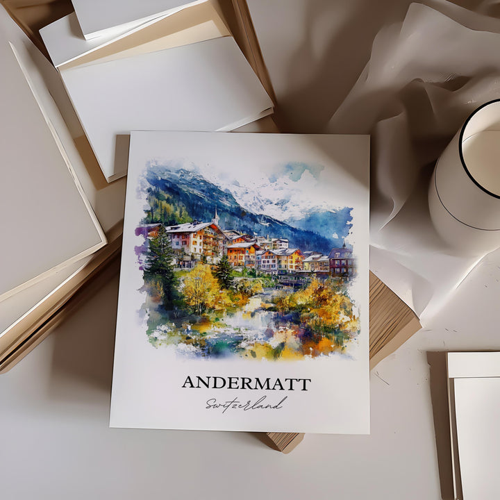 Andermatt Travel Print Wall Art Andermatt Wall Hanging Home Décor Andermatt Gift Art Lovers Switzerland Art Lover Gift Andermatt Poster