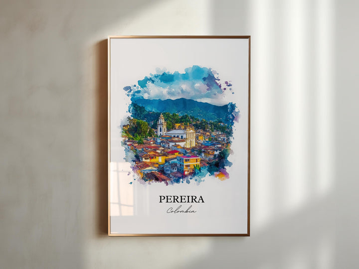 Pereira Wall Art, Risaralda Department Print, Colombia Watercolor Art, Pereira Colombia Gift, Travel Print, Travel Poster, Housewarming Gift