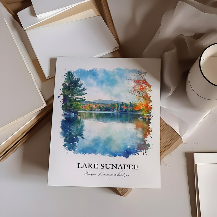 Lake Sunapee NH Wall Art, Merrimack County Print, New Hampshire Artwork, Lake Sunapee Gift, Travel Print, Travel Poster, Housewarming Gift