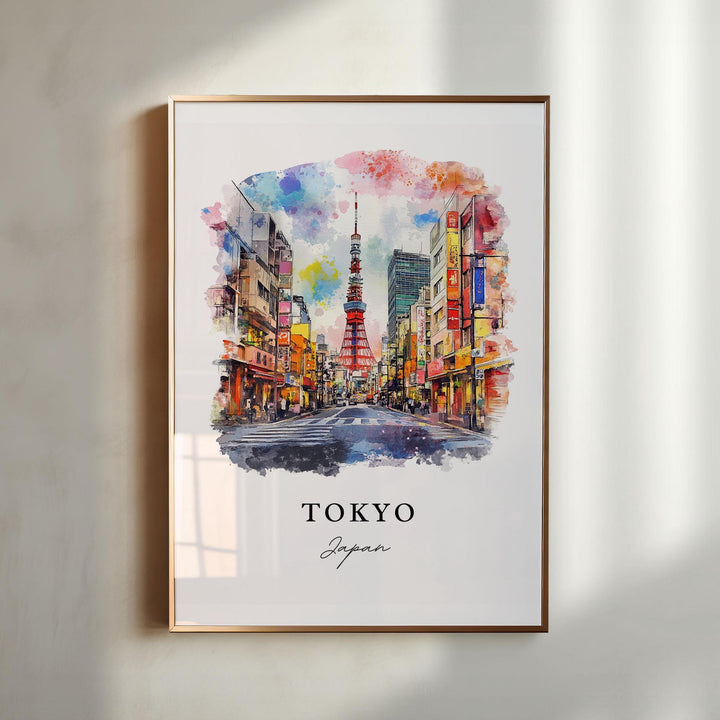 Tokyo Wall Art, Tokyo Print, Tokyo Watercolor Art, Tokyo Japan Gift, Tokyo Travel Print, Tokyo Skyline Travel Poster, Housewarming Gift