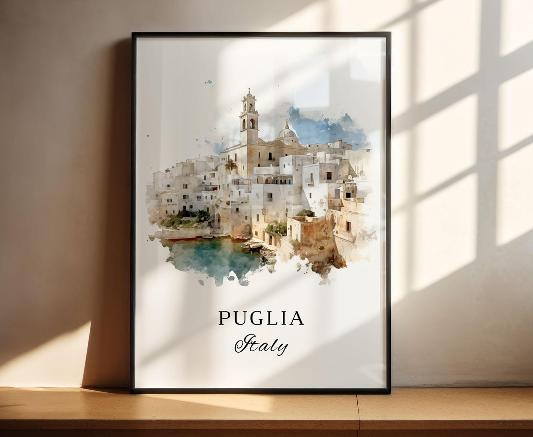 Puglia Italy wall art - Italia, Puglia poster, Puglia Wedding gift, Puglia Italy Birthday present, Custom Text, Personalised Gift