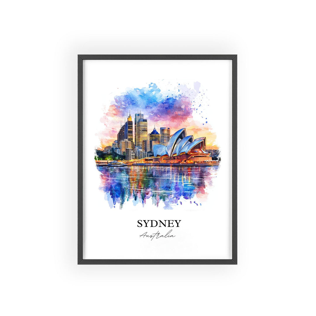 Sydney Wall Art, Sydney Skyline Print, Australia Watercolor Art, Sydney Australia Gift, Travel Print, Travel Poster, Housewarming Gift