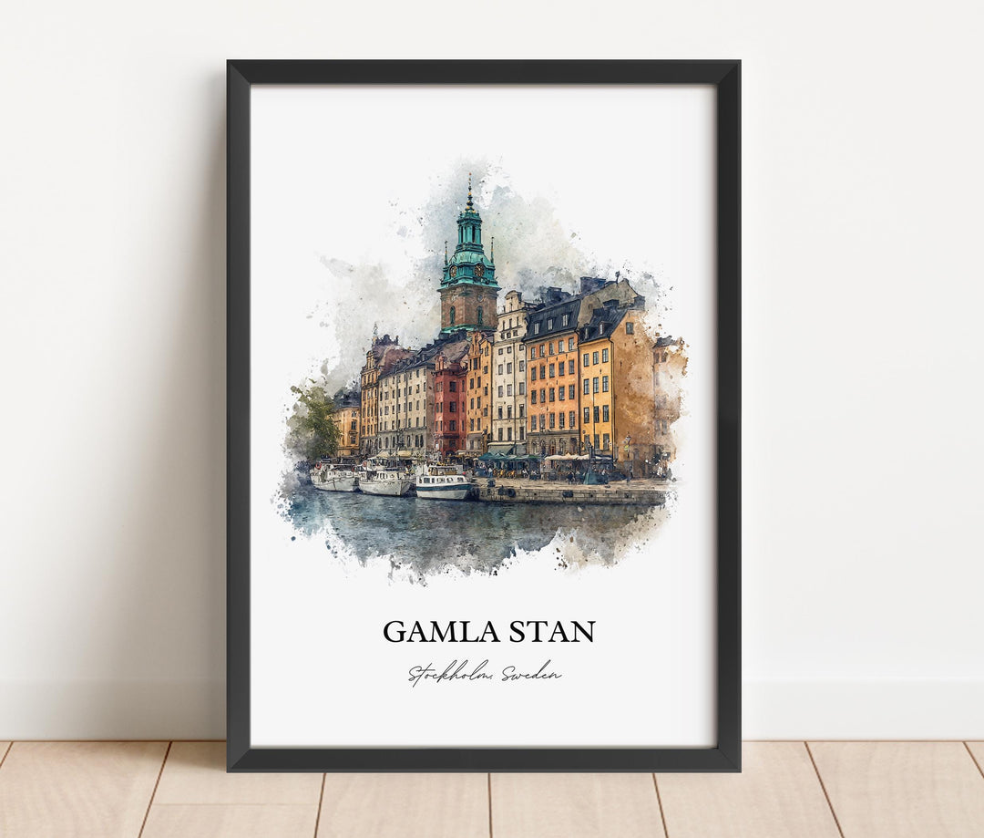 Gamla Stan, Sweden – Watercolor Art Print