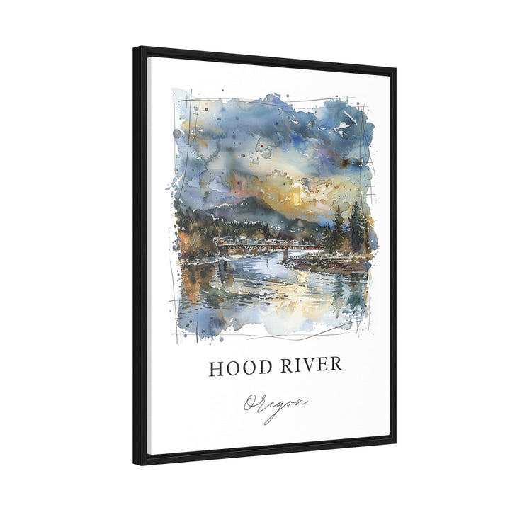 Hood River Oregon Art, Hood River OR Print, Hood River Watercolor Art, Hood River OR Gift,