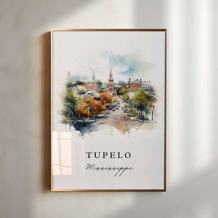 Tupelo MS wall at - Mississippi, Tupelo poster print, Tupelo Wedding gift, Birthday present, Custom Text, Mississippi Art Gift