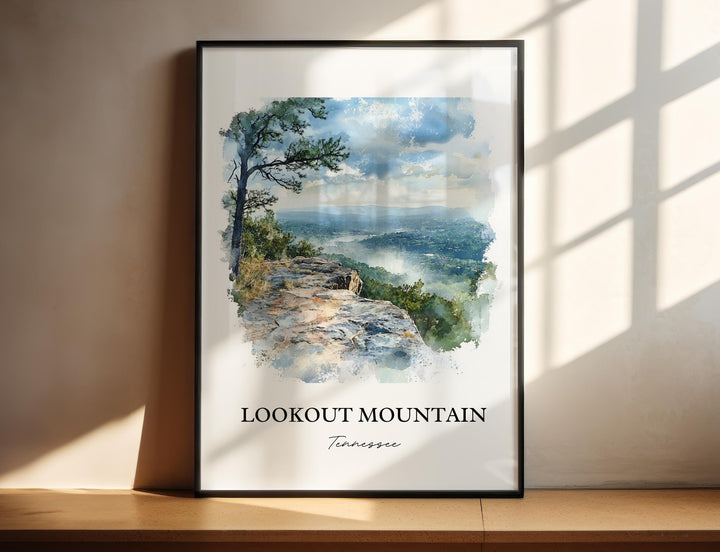 Lookout Mountain Wall Art, Ruby Falls Print, Tennessee Watercolor Art, Lookout Mountain Gift, Travel Print, Travel Poster, Housewarming Gift