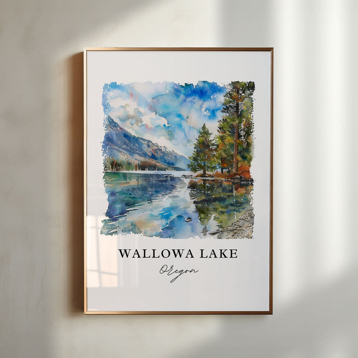 Wallowa Lake OR Wall Art, Wallowa Lake Print, Wallowa Lake Watercolor, Joseph Oregon Gift,