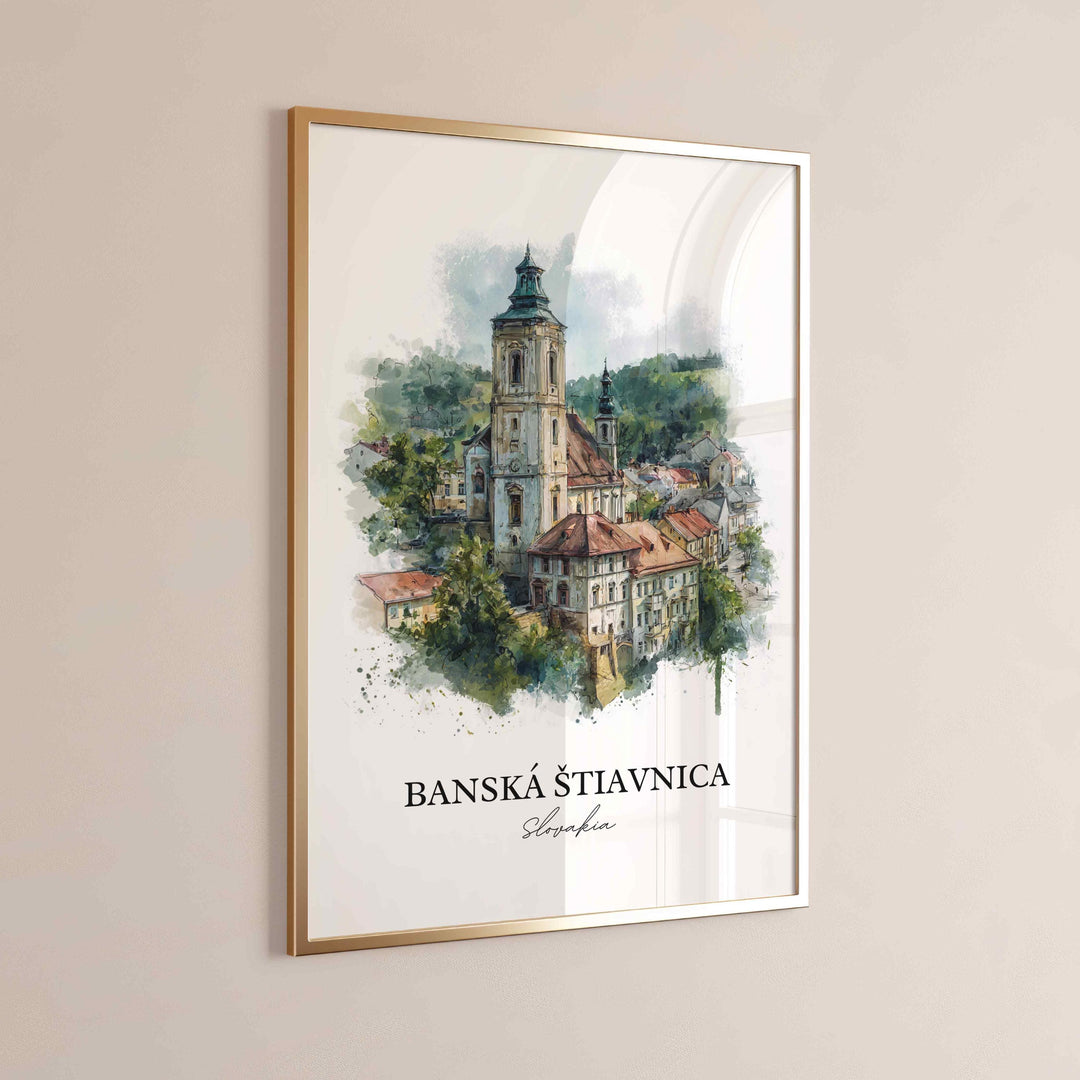 Banská Štiavnica, Slovakia – Watercolor Art Print