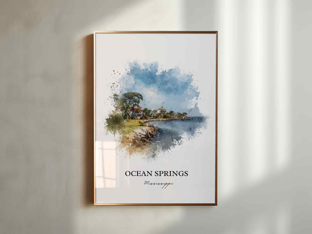 Ocean Springs, Mississippi – Watercolor Art Print