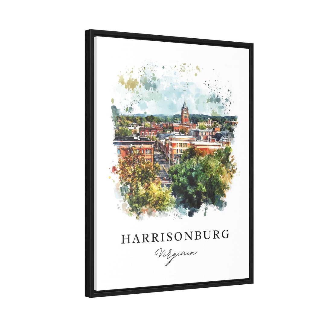 Harrisonburg VA Wall Art, Harrisonburg Print, College Town Watercolor Art, Harrisonburg Virginia Gift, Travel Poster, Housewarming Gift