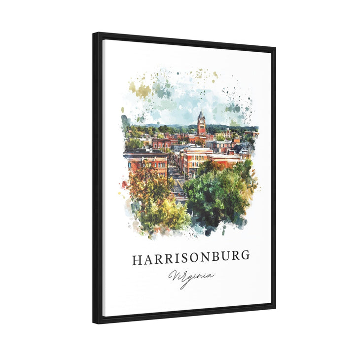 Harrisonburg VA Wall Art, Harrisonburg Print, College Town Watercolor Art, Harrisonburg Virginia Gift, Travel Poster, Housewarming Gift