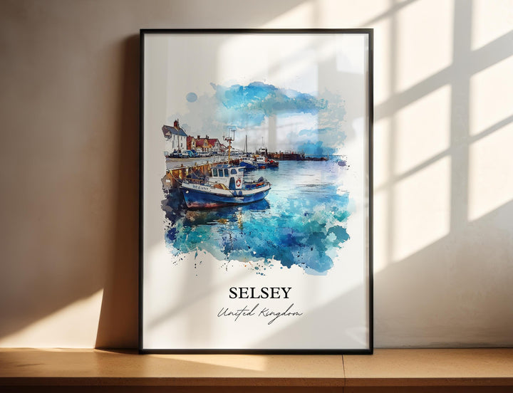 Selsey England Wall Art, Chichester Print, West Sussex UK Watercolor Art, Selsey Gift, Travel Print, Travel Poster, Housewarming Gift