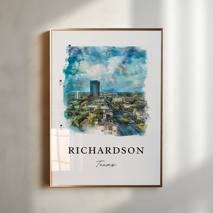 Richardson TX Wall Art, Richardson Print, Richardson Watercolor Art, Richardson Texas Gift,