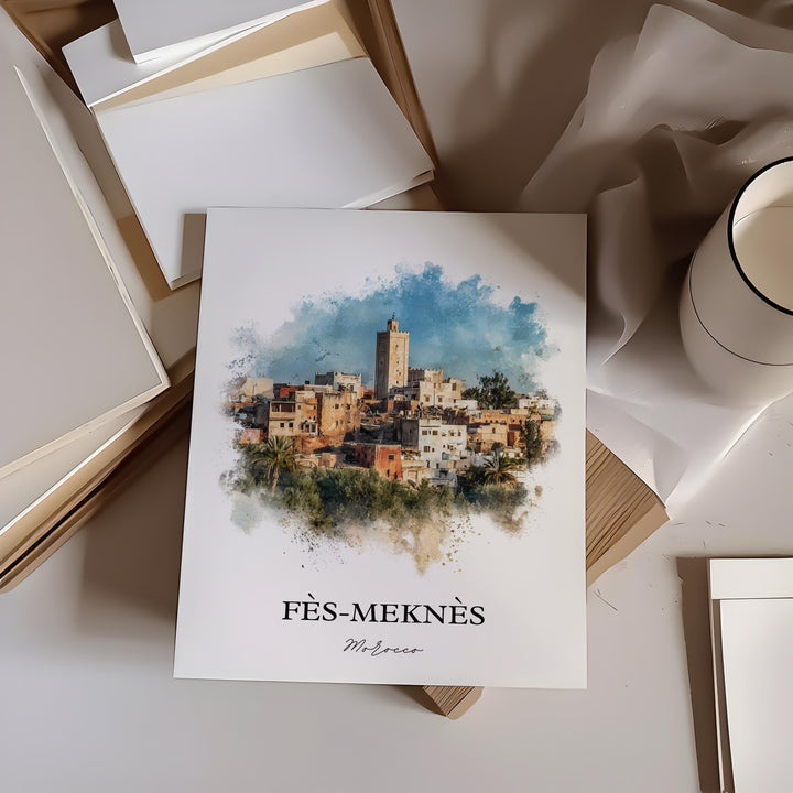 Fès-Meknès, Morocco – Watercolor Art Print