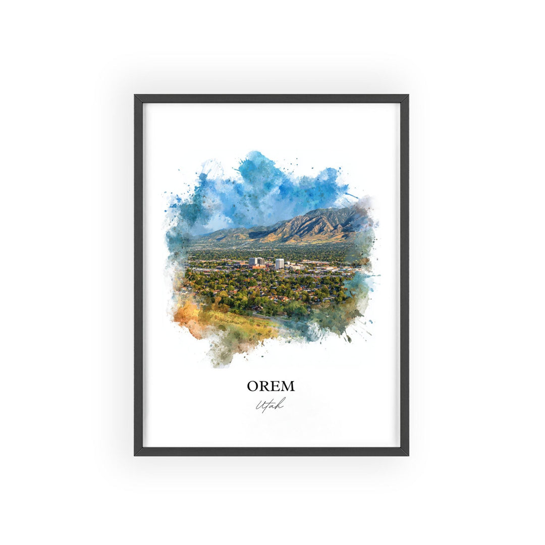 Orem Utah Wall Art, Orem Print, Orem Utah Watercolor Art, Provo Utah Gift, Travel Print, Travel Poster, Housewarming Gift