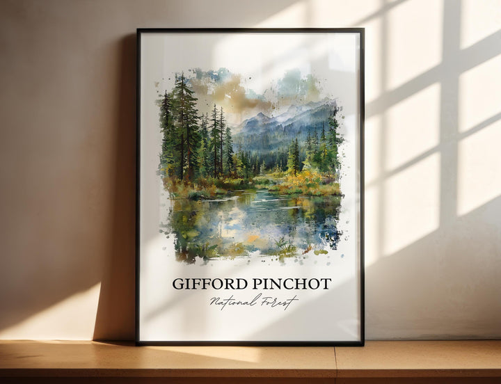 Gifford Pinchot Forest Art, Lewis County Print, Washington Artwork, Gifford Pinchot WA Gift, Travel Print, Travel Poster, Housewarming Gift