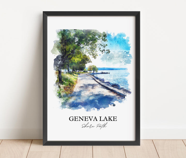 Geneva Lake WI Art, Walworth County Print, Wisconsin Artwork, Geneva Lake Shore Point Gift, Travel Print, Travel Poster, Housewarming Gift