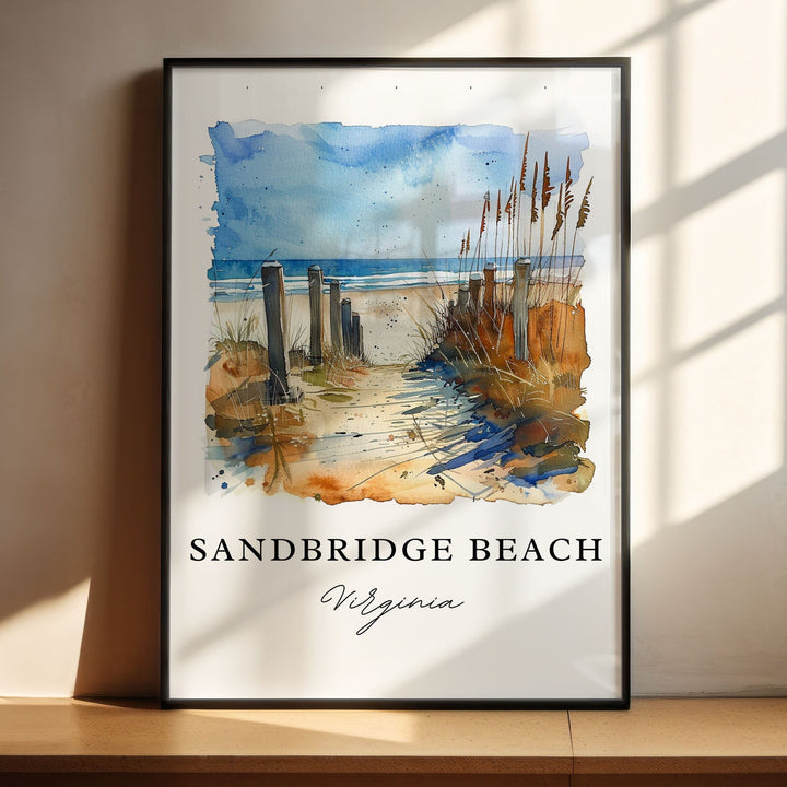 Sandbridge Beach VA Art, Sandbridge Beach Print, Virginia Beach Watercolor, VA Beach Gift,