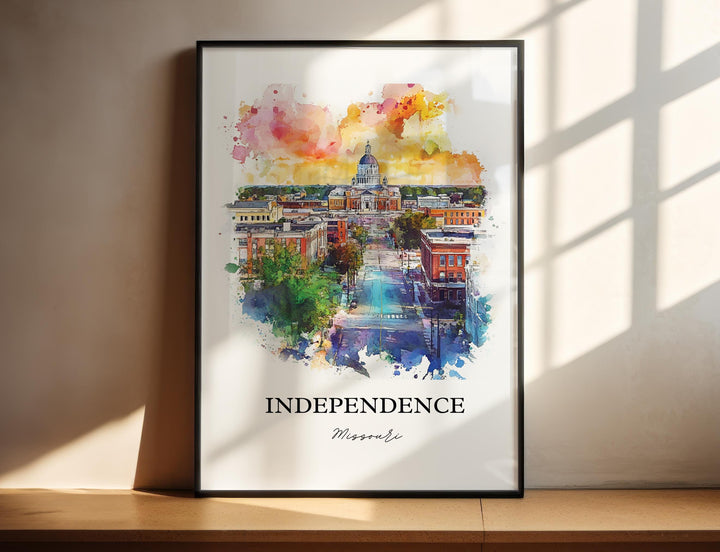 Independence MO Wall Art, Jackson MO Print, Missouri Watercolor, Independence Missouri Gift, Travel Print, Travel Poster, Housewarming Gift