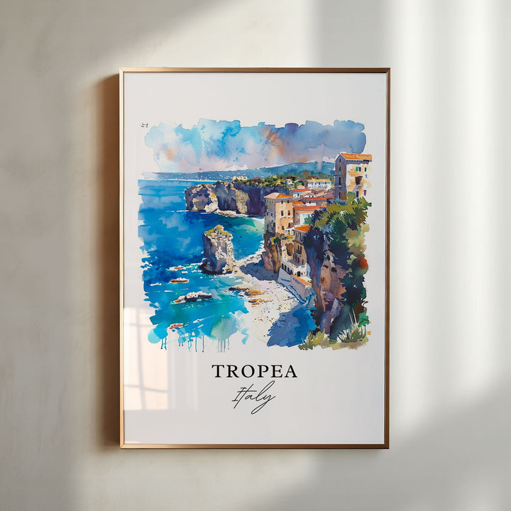 Tropea Italy Wall Art, Tropea Print, Tropea Calabria Watercolor, Tropea Italia Gift,