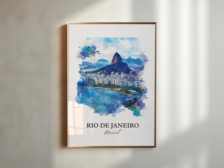 Rio de Janeiro Wall Art, Rio Skyline Print, Brazil Watercolor Art, Rio de Janeiro Gift, Travel Print, Travel Poster, Housewarming Gift