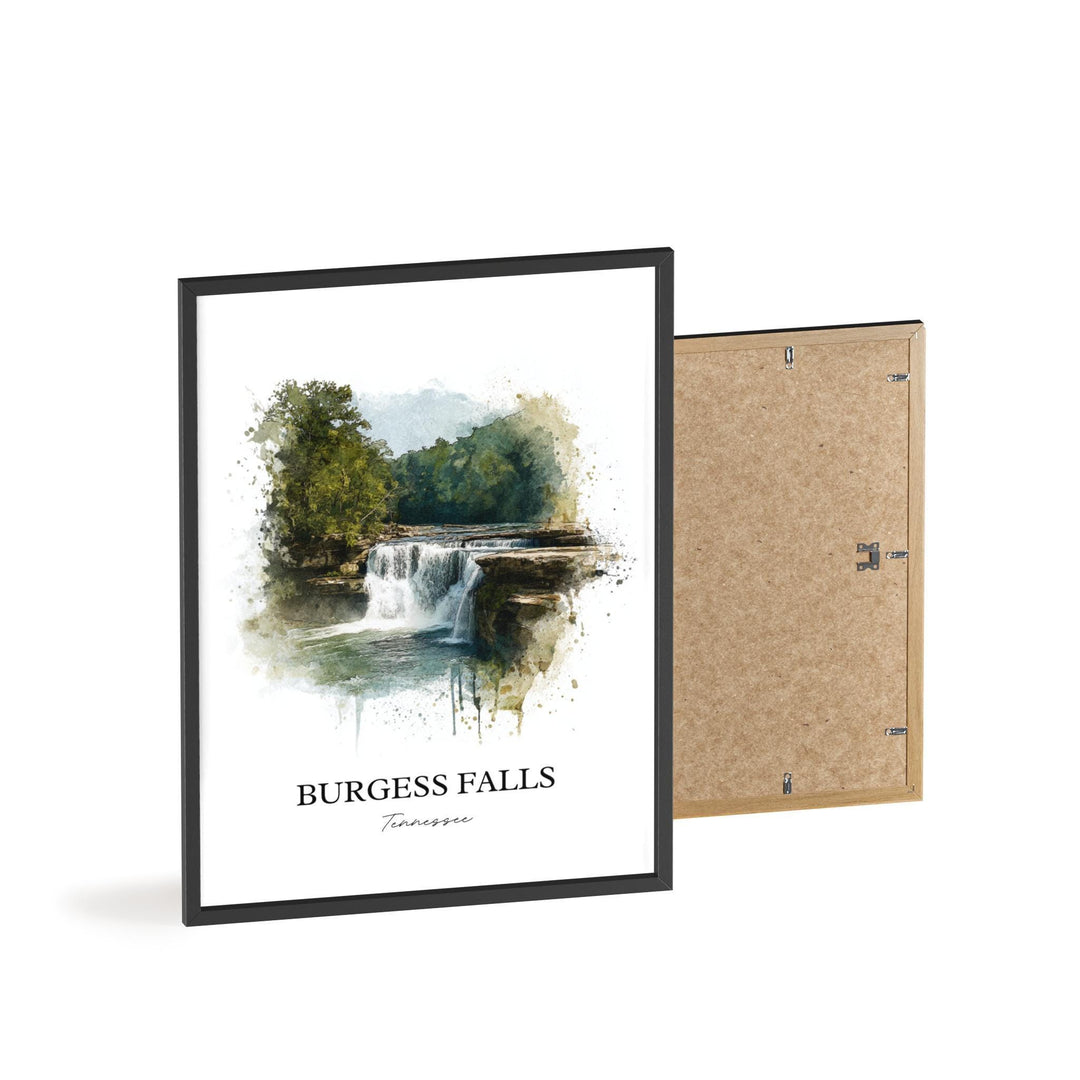 Burgess Falls Wall Art, Cookeville TN Print, Tennessee Watercolor Art, Burgess Falls TN Gift, Travel Print, Travel Poster, Housewarming Gift