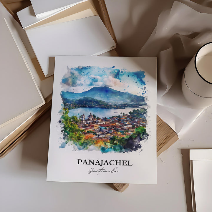 Panajachel Wall Art, Guatemala Print, Guatemala Watercolor Art, Panajachel Gift, Travel Print, Travel Poster, Housewarming Gift
