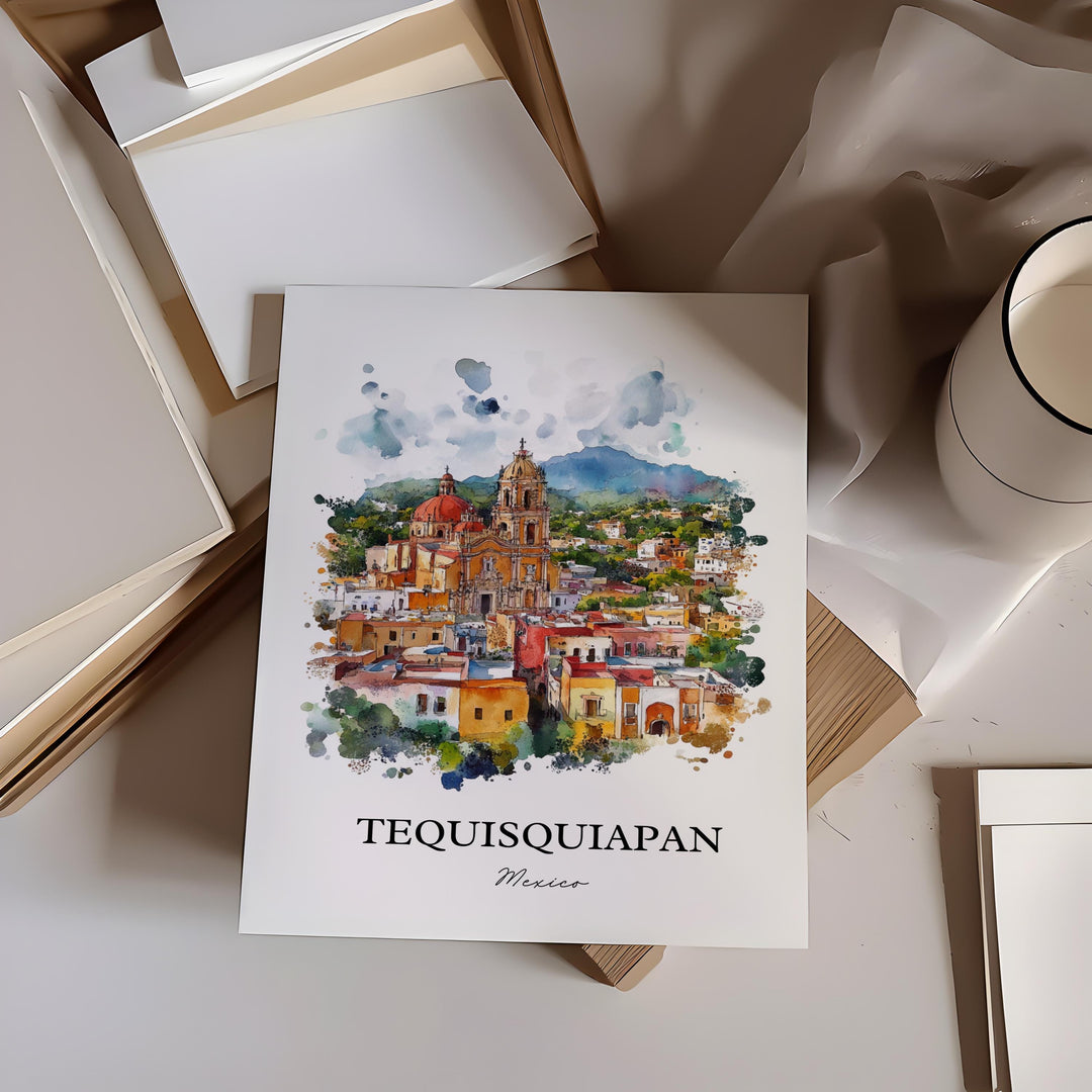 Tequisquiapan Wall Art, Querétaro Print, Mexico Watercolor Art, Tequisquiapan Gift, Travel Print, Travel Poster, Housewarming Gift