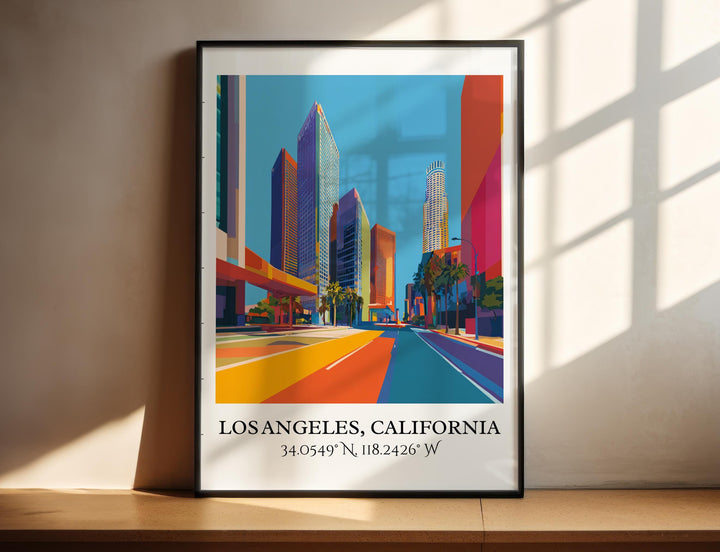 Los Angeles Art, Los Angeles Retro Travel Art, LA Home Decor, California Gift, California Travel Art, Travel Prints, Housewarming Gift